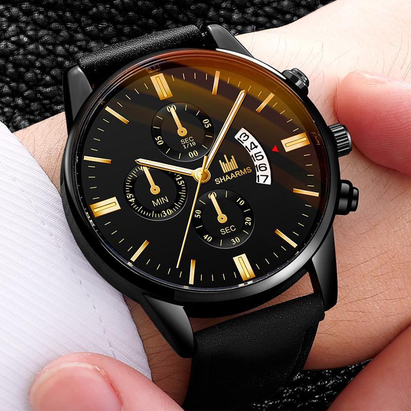 

Wristwatches 2021 Relogio Masculino Watches Men Fashion Sport Stainless Steel Box Leather Strap Watch Quartz Business Wristwatch Reloj Hombr