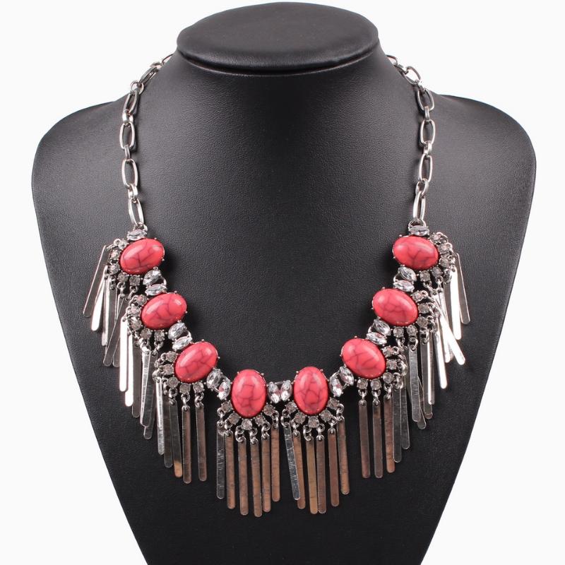 

Hot Sale New Design Fashion Brand Summer Crystal Chain Necklace Cheap Charm Tassel Pendant for Girls Party Jewelry