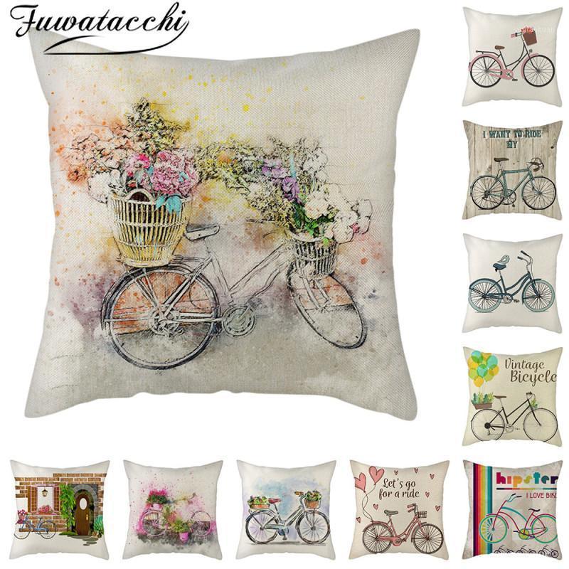 

Fuwatacchi Linen Cartoon Bike Cushion Covers Flower Pattern Pillow Covers Linen for Home Sofa Decorative Pillow Case Funda Cojin1, Hgsfz0075bbdd