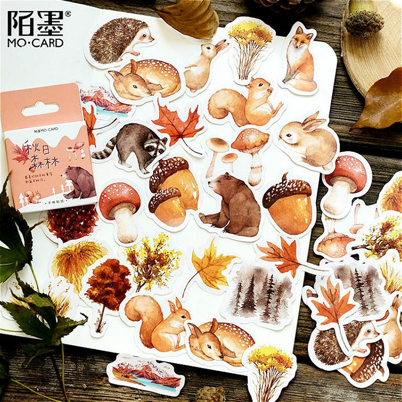 

45pcs/box Kawaii Rabbits Deer Bears Autumn Forest Wall Stickers For Kids Rooms Boys Girls Children Bedroom Home Decoratio
