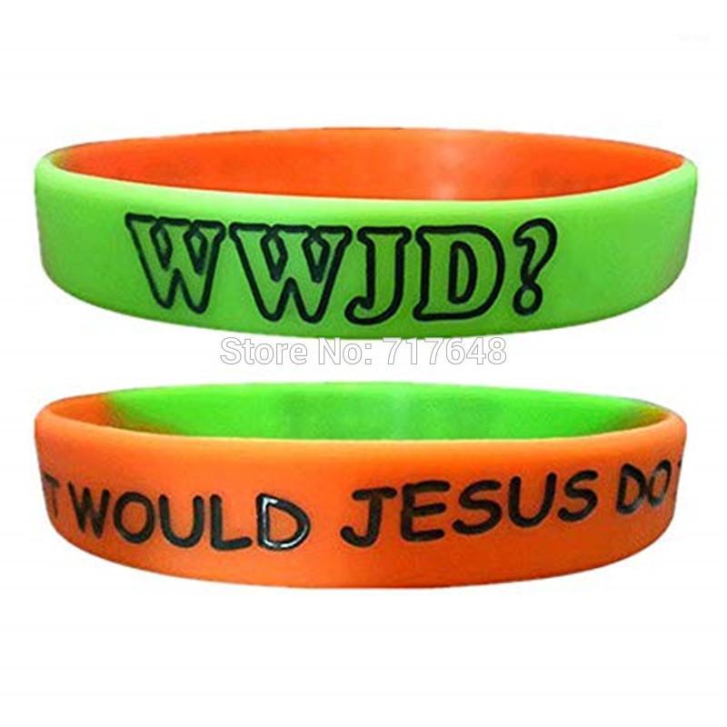 

100pcs Religious Christ What Would Jesus Do WWJD segmented wristband silicone bracelets free shipping by epacket A1