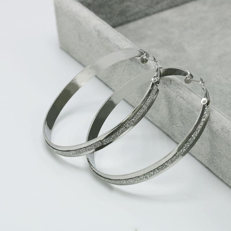 

Fashion Sexy Women's Big Hoop Earrings Glitter Silver Plated 6mmx4cm 5cm 6cm Pendientes Brincos Gift Jewelry Free Shipping