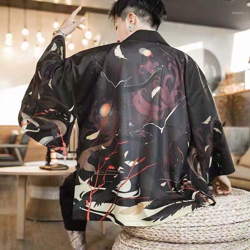 

Ethnic Clothing Big Size 3XL Print Japanese Yukata Men Kimono Cardigan Summer Beach Loose Samurai Casual Outerwear1