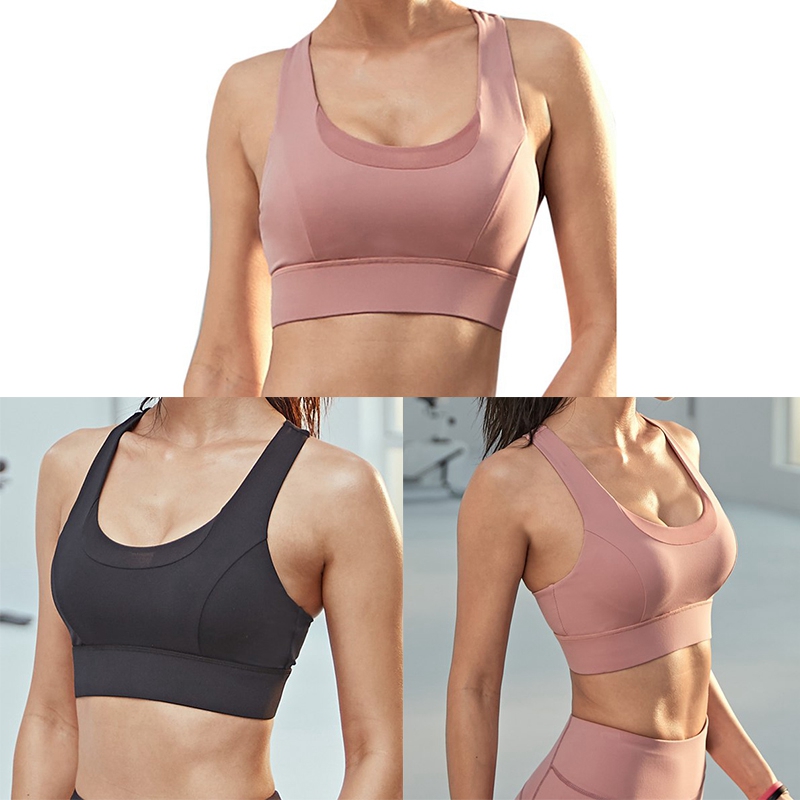 

Shockproof Gather Fitness Sports Underwear Ladies High-Intensity Running Vest Yoga Beauty Back Bra, Black