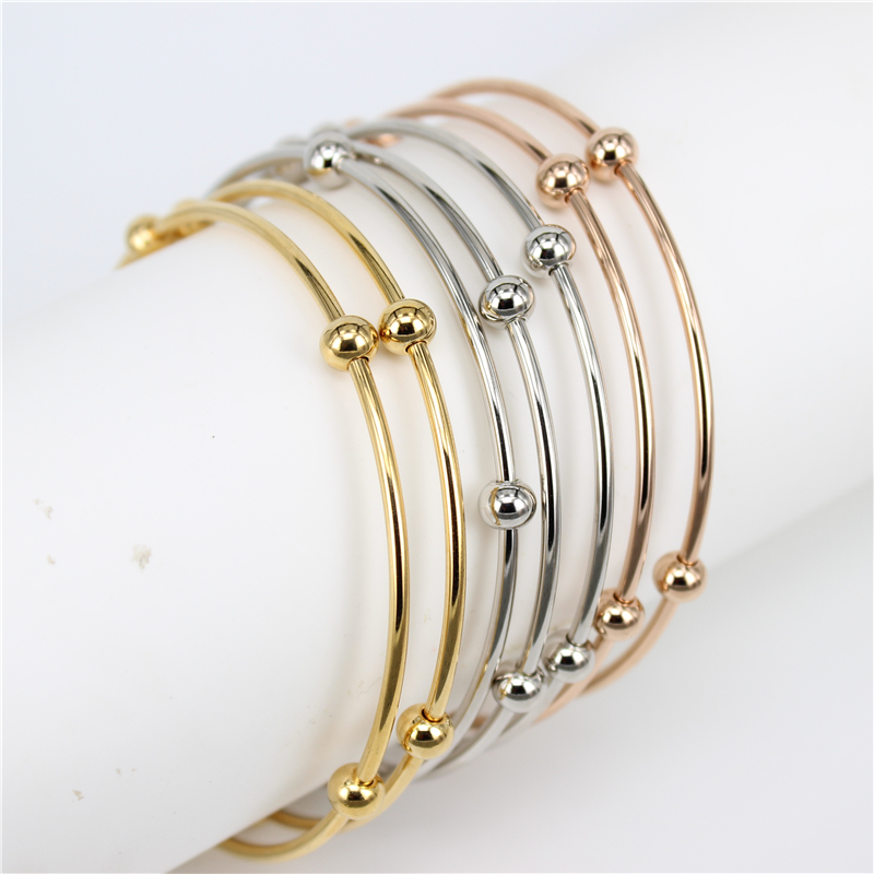 

7pcs Classic three-color one-seven ring Bangles fixed beads female high-end jewelry flexible with hot style LH231