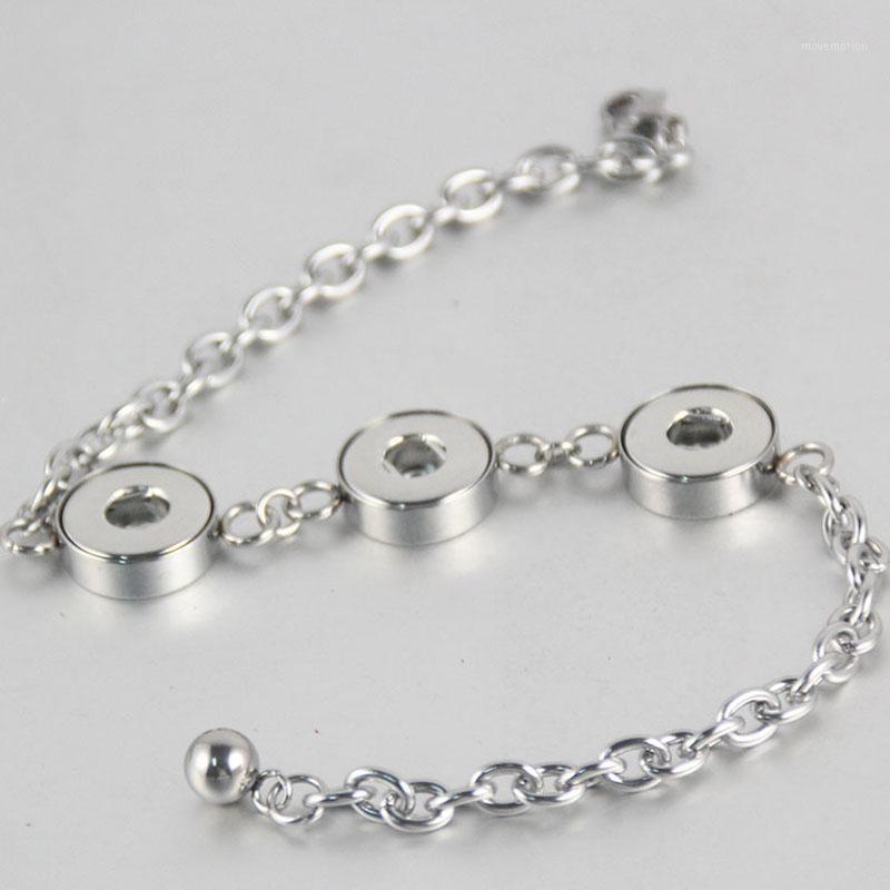 

High Quality Real Stainless Steel Chain Bracelets Bangles 3 Buttons 12mm Diy Snap Button Bracelets For Women 7styles1