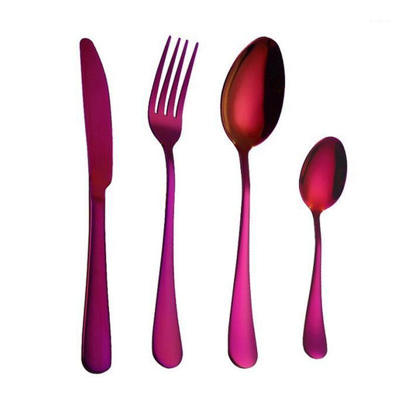 

7 Colors High-grade Colorful Stainless Steel Flatware Set Spoon Fork Knife Teaspoon Dinnerware Set Cutlery Tableware Sets1