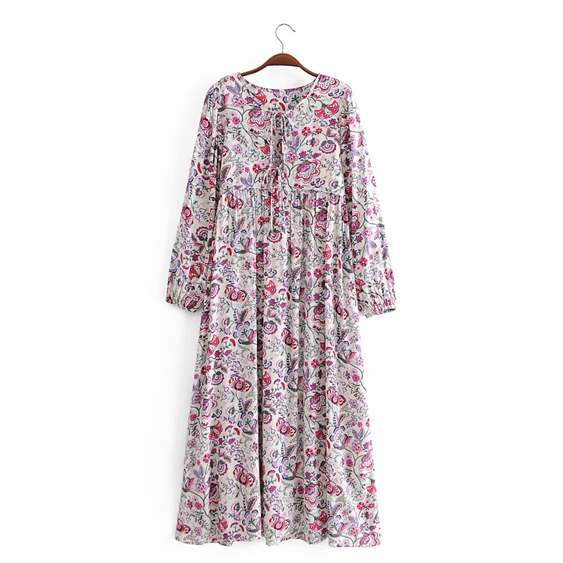 

2021 New Bomio Feminino Vestidos De Impresso Floral Moda Senhoras Causal Solto Streetwear Algodo 100% Vestido Longo Menina Chique Vgrb, Lavender