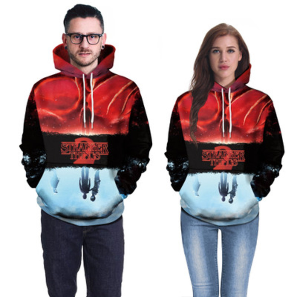 

2019 autumn new European and American sets of long-sleeved 3D digital printing hooded sweater