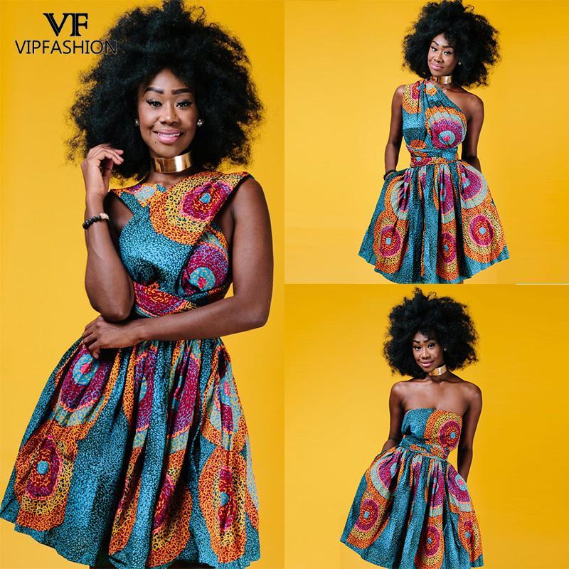 

VIP FASHION 2020 New Turkish Dress Women Summer Tribal Nation Style Sexy Short Dress Floral Print African For Women, Fqsa00803