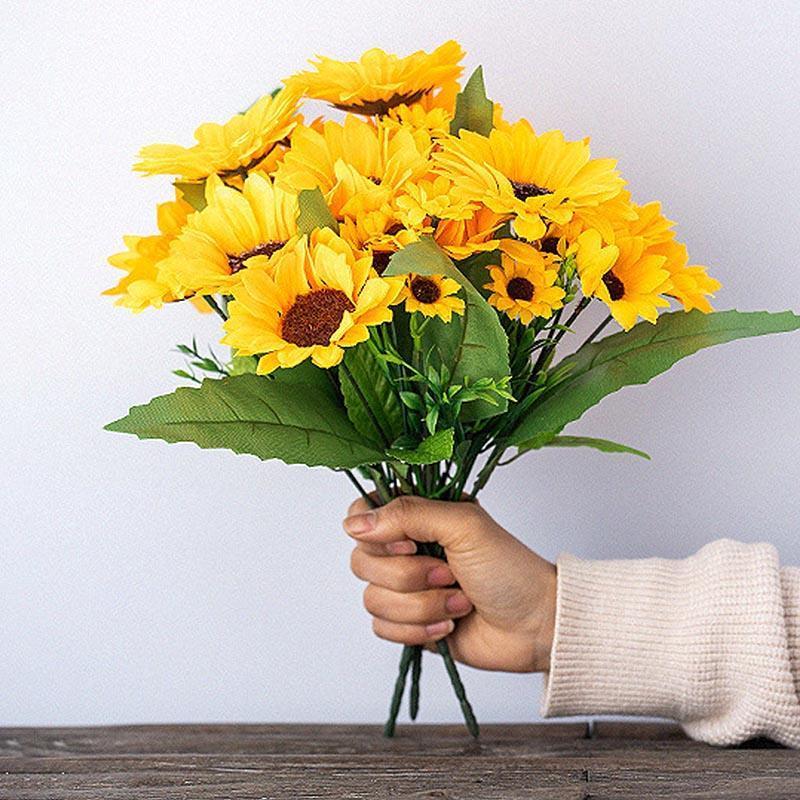 

1 Bouquet DIY Silk Fake Sunflower Artificial Flower Bouquet Home Wedding Floral Decor Artificial Flowers1, A2