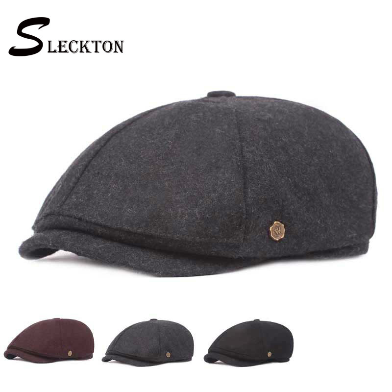 

Berets SLECKTON Fedora Peaked Cap Fashion Beret Flat Sboy Retro Octagonal Hat Black Casual Mens Hats Visor Baker Boy