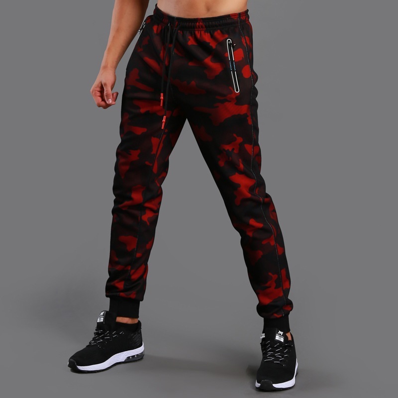 

2020 Cotton Camouflage Bodybuilding Jogger Fitness Men Camo Running Pants Sweatpants Cxr8, L10834 red