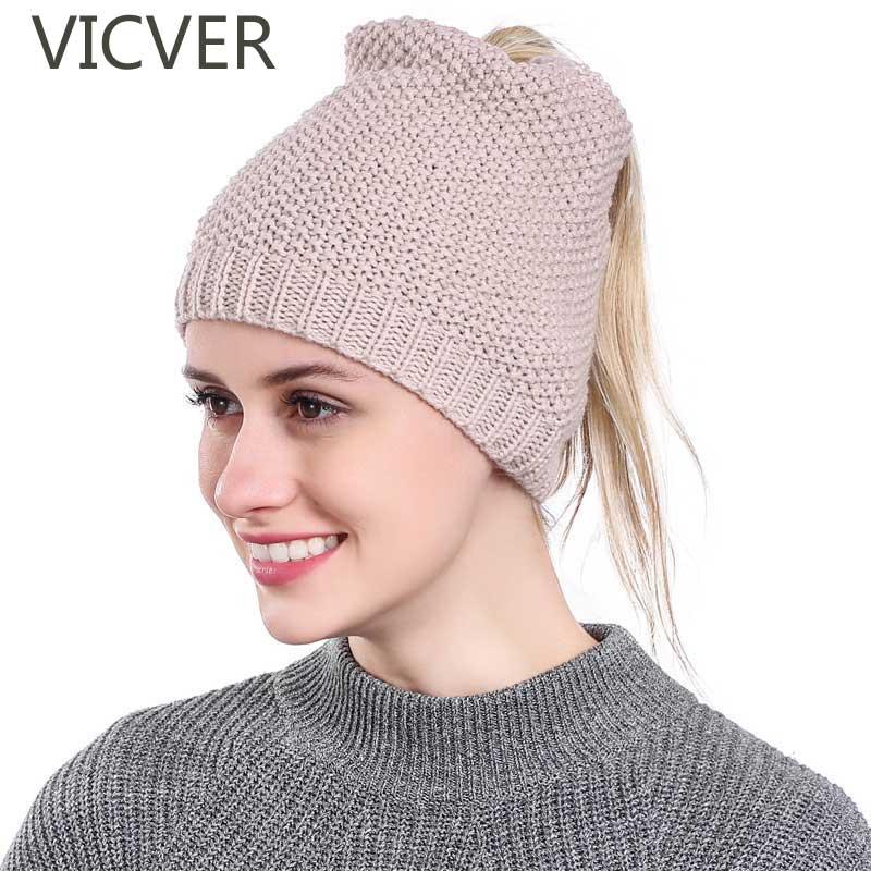 

Beanie Winter Hats For Women Soft Knit Messy Bun Cap Crochet Woolen Hat Fashion Skullies Beanies Stretch Hats Warm Caps, Black