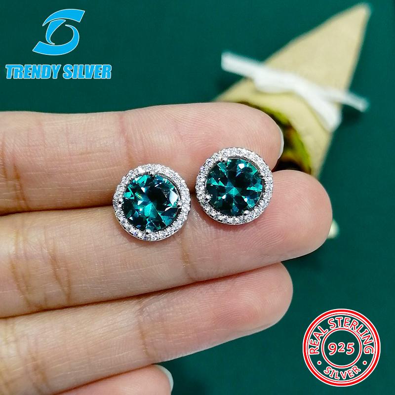 

Stud Round Cubic Zircon Stub Earrings With Stones For Woman Girl 925 Sterling Silver Jewelry Wholesale Valentine's