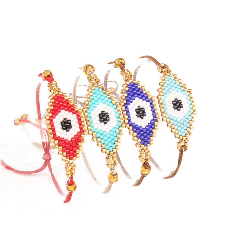

SHINUSBOHO Lucky Blue Eye String Rope Bracelet Fashion Miyuki DB Glass Bead Friendship Bracelet for Women Men Woven Knot Jewelry
