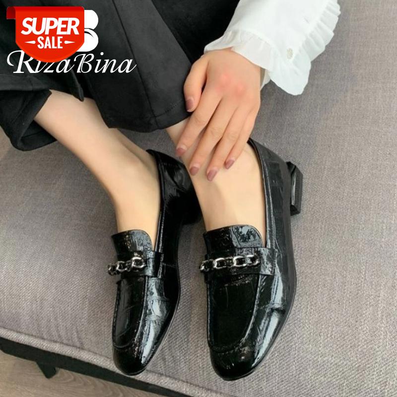 

RIZABINA Women Flats Shoes Fashion Chain Casual Spring Shoes Woman New Style Daily Office Lady Retro Home Footwear Size 34-40 #bQ44, Black