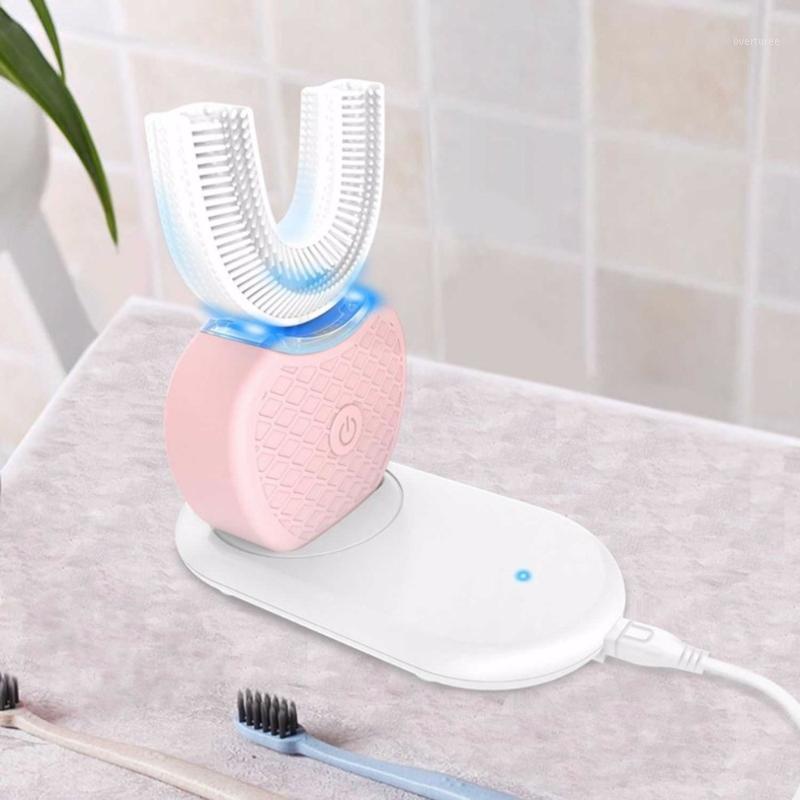

360 Degrees Intelligent Automatic Sonic Electric Toothbrush U Type 4 Modes Tooth Brush USB Charging Blue Light1