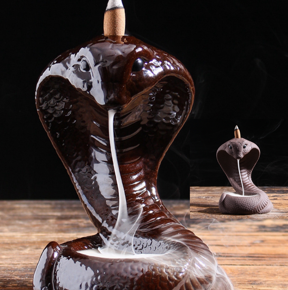 

Incense Holder Burner Handmade Ceramic Incense Cones Sticks Holder Home Decor Snake Design Waterfall Backflow Incense Burner Gift KKA8277