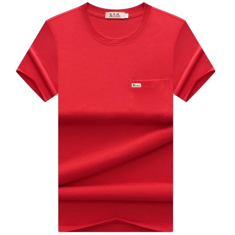 

Middle-aged men's sports and leisure short-sleeved T-shirt round neck solid color loose large size summer shirt short sleeve, Black