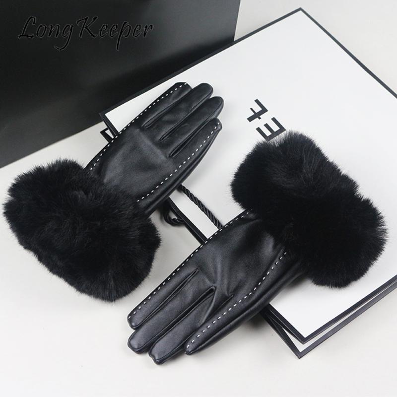 

Five Fingers Gloves Longkeeper PU Leather Women Winter Warm Non-Slip Full Touchscreen Windproof Motorcycle Driving1