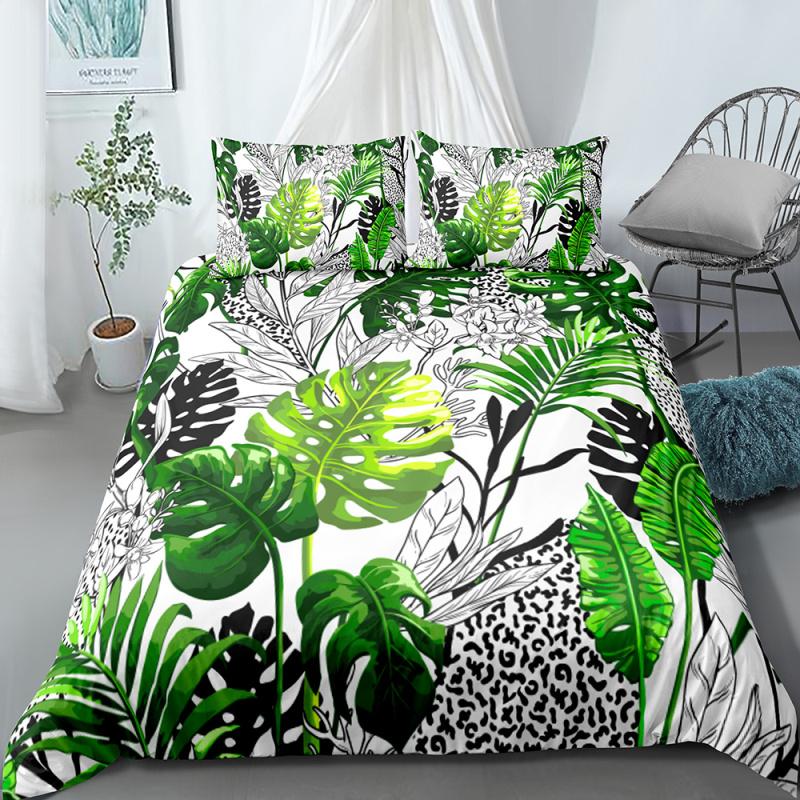 

yi chu xin Tropical Rainforest Bedding Set Nordic Simple Style Microfiber Duvet Cover Set full size bed A107