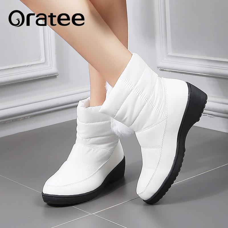 

New Women Winter Boots Waterproof Winter Warm Shoes Casual Plush Faux Fur Ankle Snow Boots Female Warm Shoes Plus size, Red
