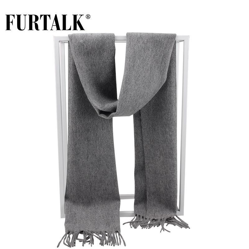 

FURTALK 100% Lamb Wool Plaid Male Scarf Men Winter Wool Autumn Winter Scarves for Men