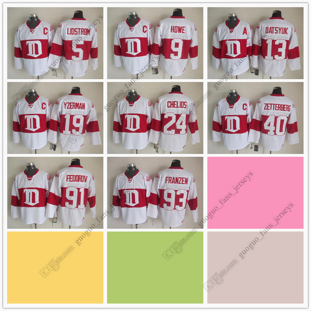 

Vintage Ice Hockey Jerseys 5 Nicklas Lidstrom 9 Gordie Howe 13 Pavel Datsyuk 19 Steve Yzerman 40 Henrik Zetterberg 91 Sergei Fedorov Johan Franzen High Quality Jersey, Picture