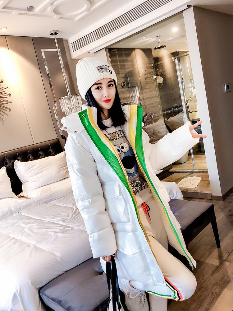 

Winter Women Bright Color Hooded Long Down Coat Thick Warm 90% White Duck Down Parkas Loose Fit Bread Snow Outwear