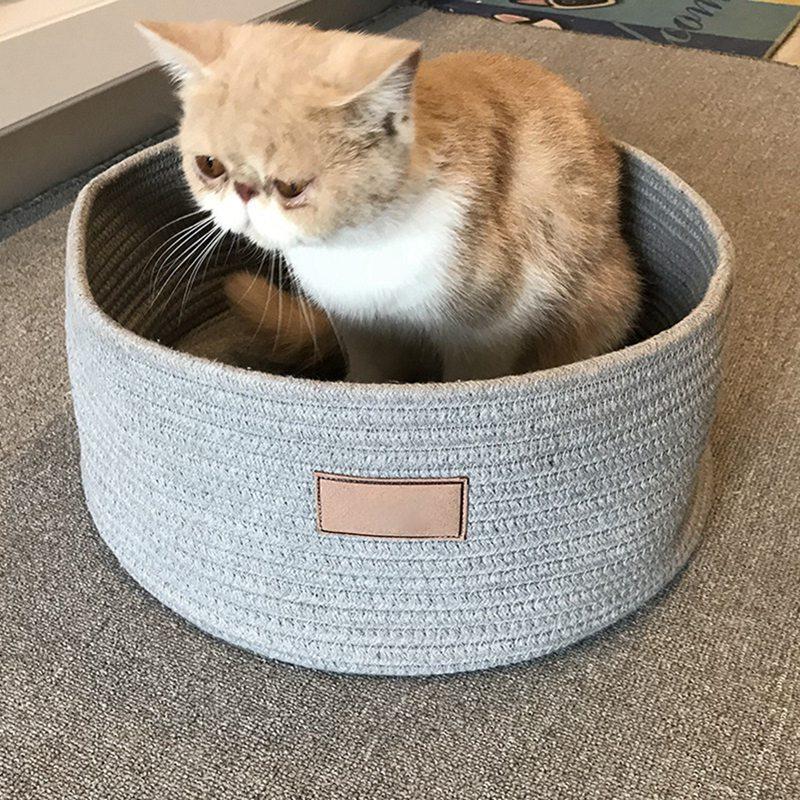 

Pet Detachable Washable Round House Cat Bed Round Pet Kitten Bed
