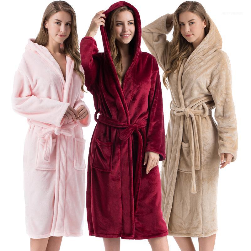 

Women Men Thermal Luxury Flannel Hooded Bath Robe 2020 Winter Sexy Waistband Bathrobe Warm Kimono Dressing Gown Bridesmaid Robes1, Blue