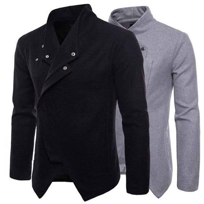 Men's Jackets Arrival Male Jacket Slim Fit High Quality Mens Autumn Winter Clothing Man Stand Collor Button Warm Pure Color Coats