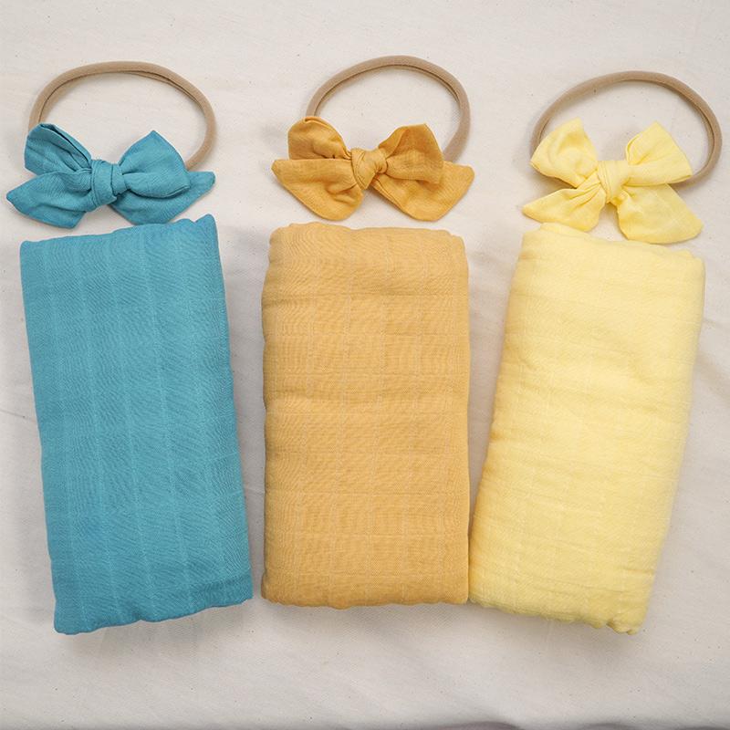 

Infant Swaddles Blankets Kids Headband Turban Bamboo Cotton Bedding Accessories Newborn Towel Breastfeeding Cover, Gray
