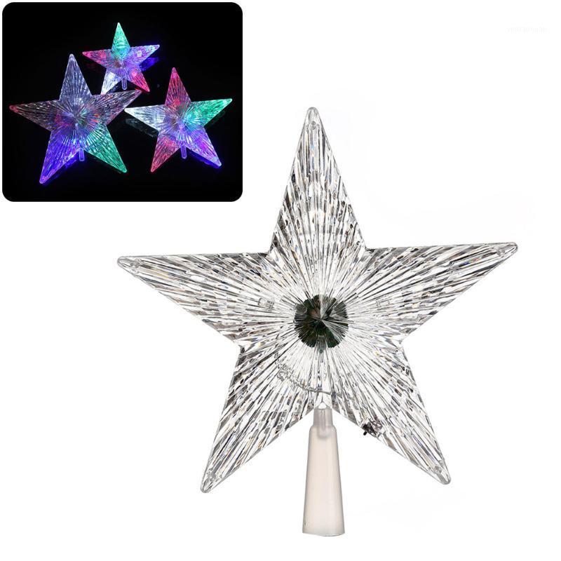 

1pcs Shiny Star Christmas Tree Top Xmas Decor Transparent LED Luminous Treetop Stars Christmas Party Festival Home Ornament1