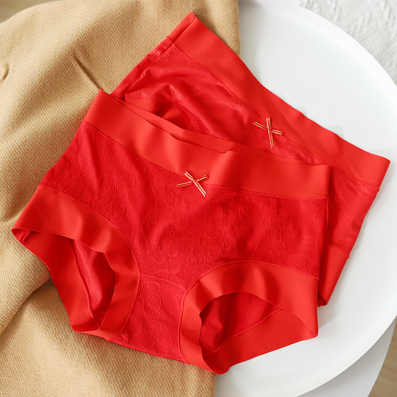 

Christmas Sexy Red Seamless Female Super Cozy Spring Panties 87ds, A red