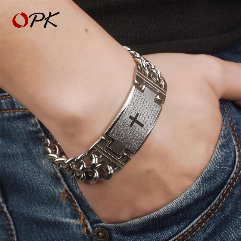 

OPK Men bracelet cross Korean style INS forget to envy simple and generous bracelet men jewelry punk fashion wrap