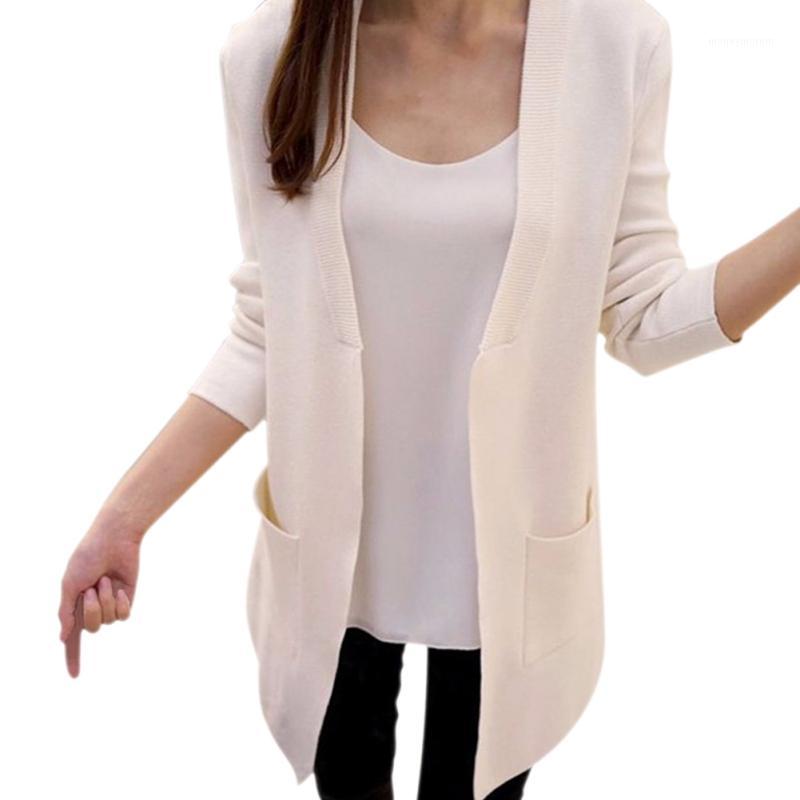 

Women Cardigan Sweater Casual Coat Solid Long V Neck Lady Slim Pocket Loose Knit Sweater1, Mr