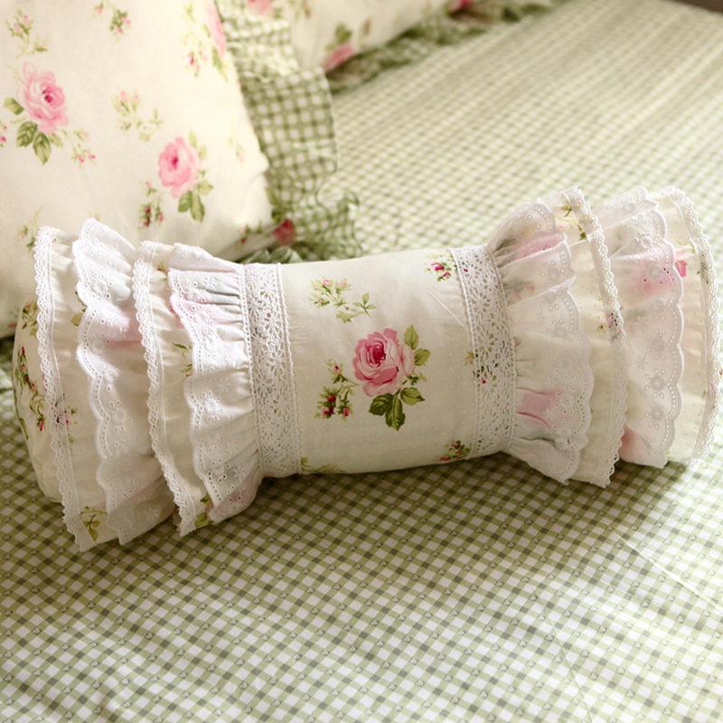 

Fresh Embroidery rose print cushion bed decorative bedding pillow candy cushion princess ruffle lumbar pillow sofa hand rests, 02