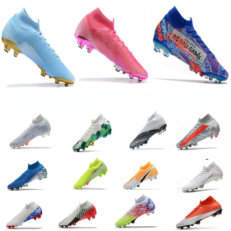 

Safari CR7 Mercurial Superfly 7 VII Elite FG Rosa Pink Soccer Cleats Nuovo White Dream Speed 3 Mbappe Neymar Jadon Sancho Football Boots, Color25