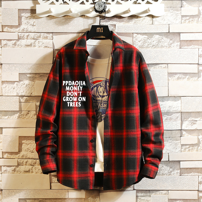 

2021 Casual Brand Red and Black Plaid Shirt Men Shirts Long Sleeves New Spring Autumn Plus Asian Size M-5xl P9gb, Asian size c528