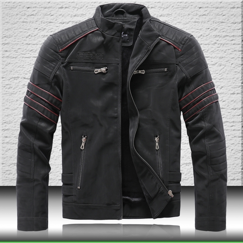 

Winter Leather Jacket Men New Biker Leather Jacket Mens Thick Bomber Jacket Back Embroidery Male Motorcycle Fashion Coats 201119, Kh8809 black