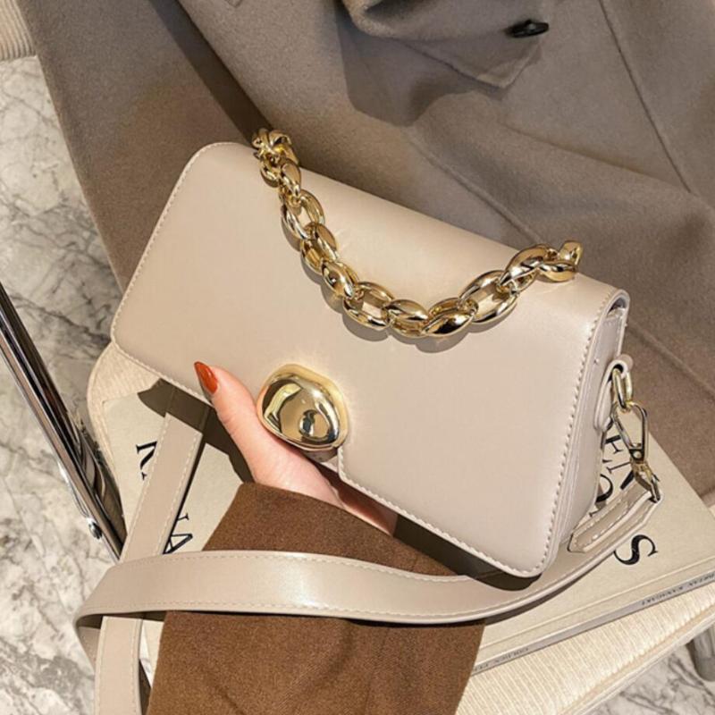 

Elegant Female Chain Tote bag 2021 New High-quality PU Leather Women's Designer Handbag High capacity Shoulder Messenger Bag, 23 cm coffee