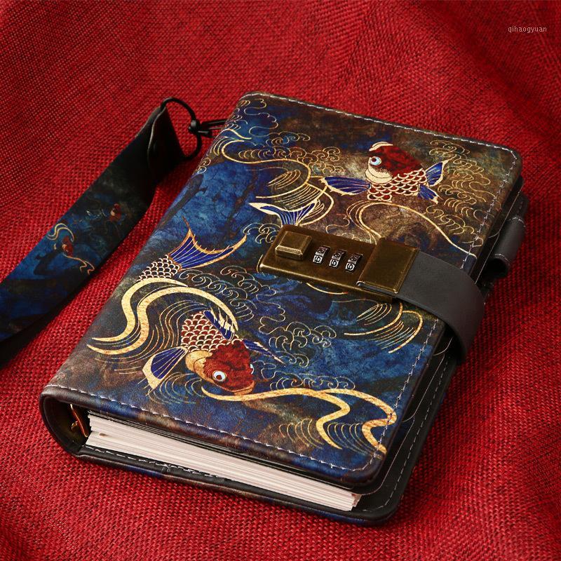 

Kawaii A6 Notebook and Journals Sprial Vintage Note Book Luxury DIY Agenda Planner Organizer Diary Travel Notepad with Lock Gift1