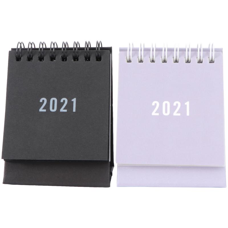 

2pcs 2021 Mini Tabletop Calendar Simple Desktop Calendar Schedule Planning Book