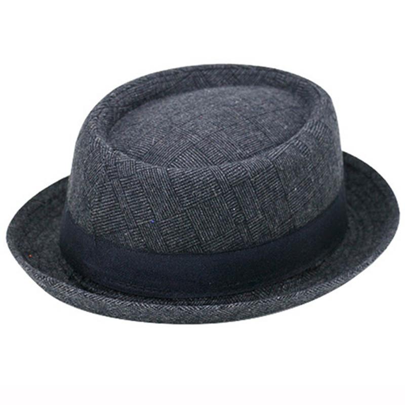 

England Retro Men Top Hat Jazz Hat Cotton And Linen Jazz Cap Spring/Autumn Bowler Hats Cap Classic Version Plaid, Bk