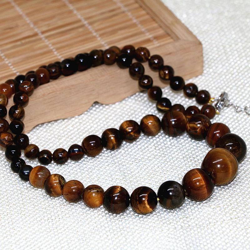 

Hot yellow natural tiger stone beads 6-14mm round beads diy necklace hot sale tower chain choker fashion jewelry 18inch B6301