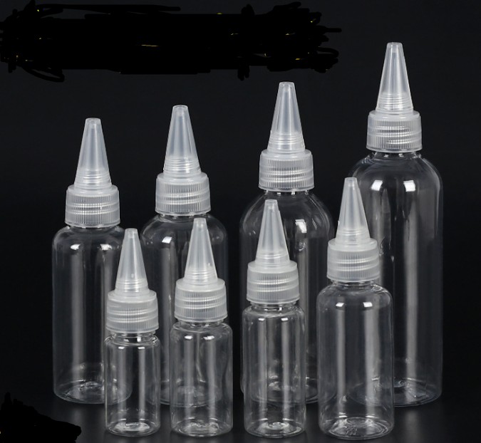 

20ml 30ml 50ml 100ml sharp mouth transparent plastic bottle emulsion extrusion sub bottle with lid clear small bottles