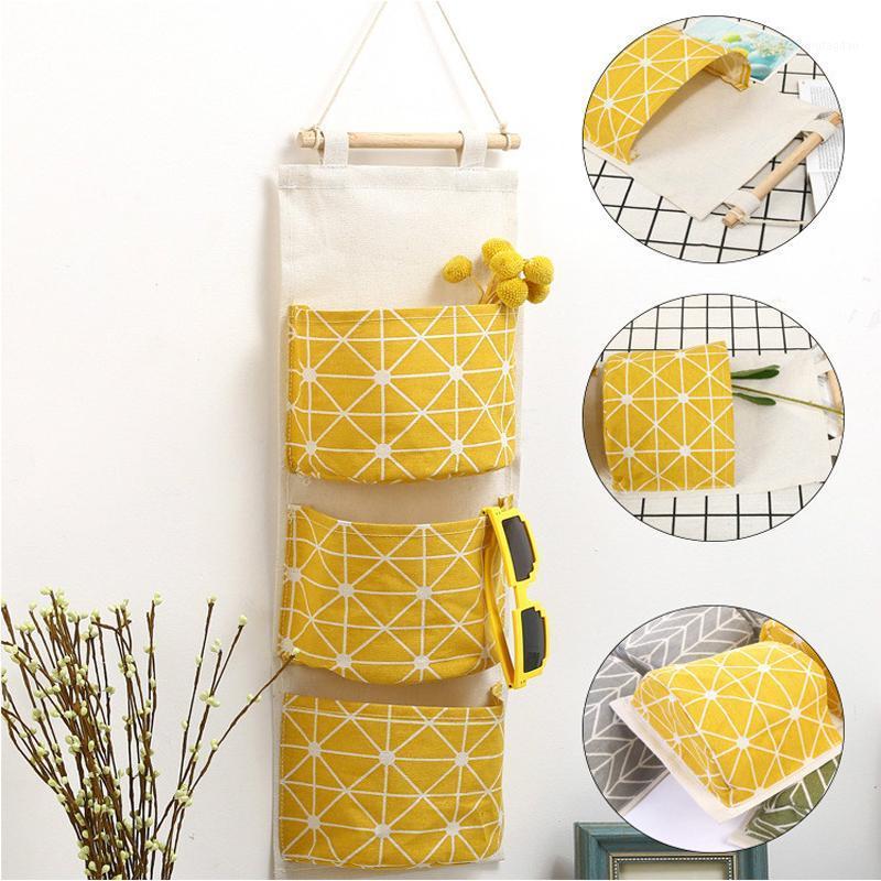 

1 Pcs Hanging Storage Organizer Bag Wall Mounted Wardrobe Sundries Hanging Bag Cosmetic Container Fabric Cotton Pouch1, Green