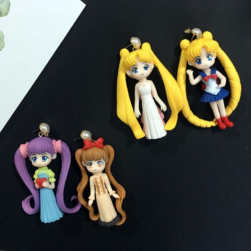 

New Arrival Lovely Girls With Yellow Long Hair Figure Drop Earrings Women Fashion Irregular Pearl Dangle Earrings Brincos Female